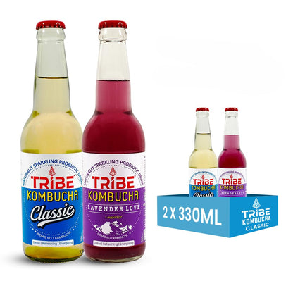 Tribe Kombucha Naturally Sparkling Classic & Lavender Probiotic Super Drink , 330ML