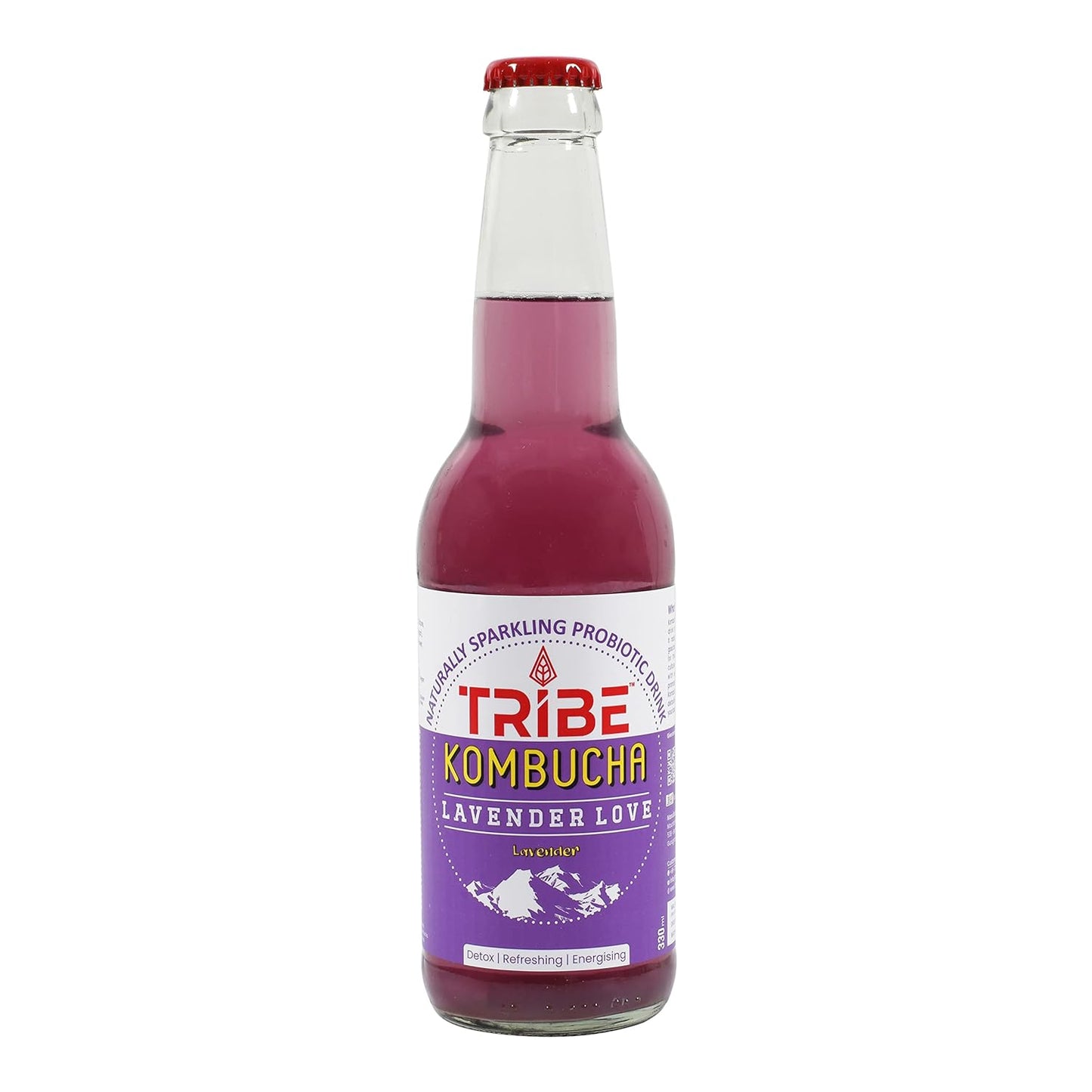 Tribe Kombucha Naturally Sparkling Probiotic Herbal drink Lavender + Hibuscus Gluten free 330 ML