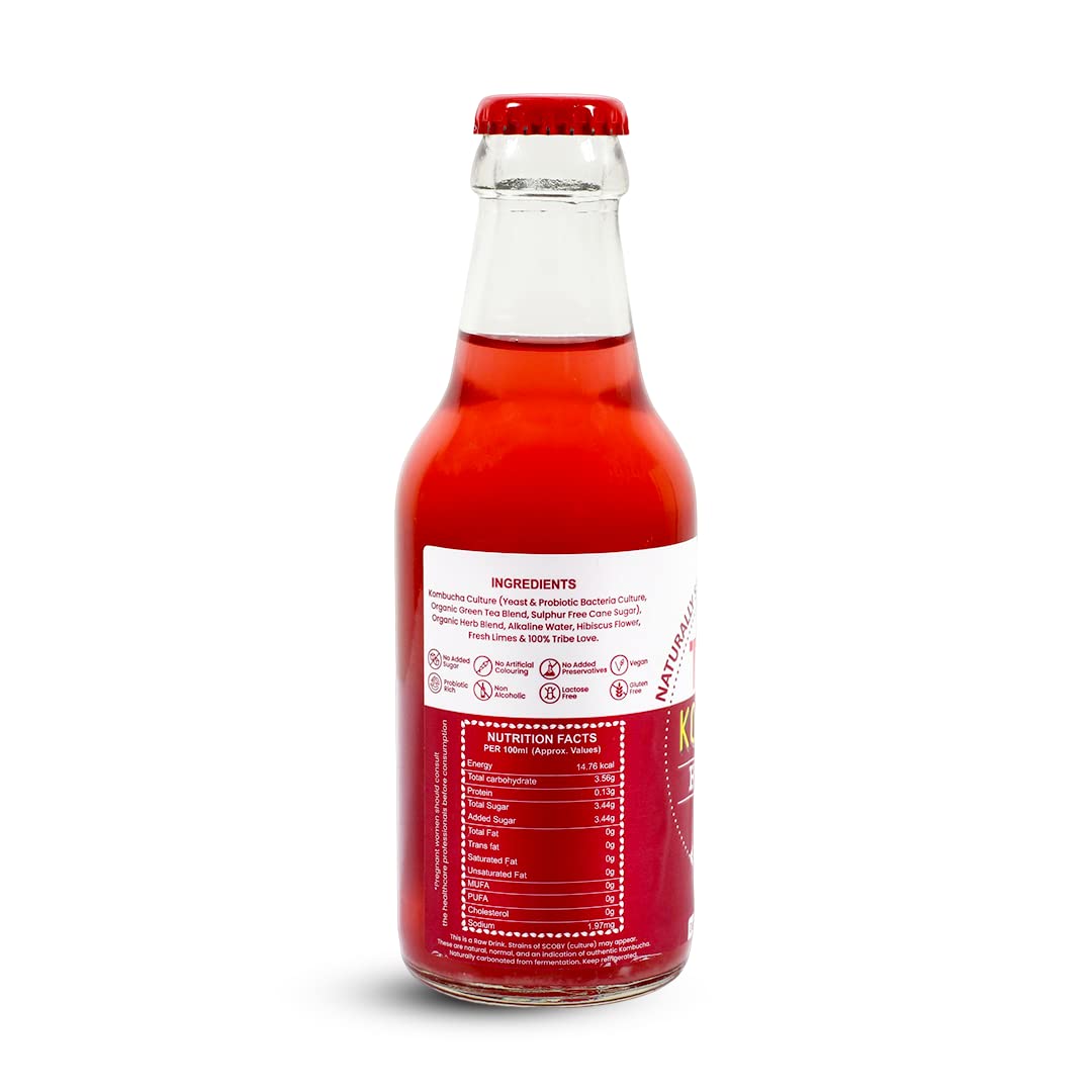 Tribe Kombucha Hibiscus 7 Days - Weight Management - Detox - Antioxidant  Gluten free  Pack of 7 210 ML