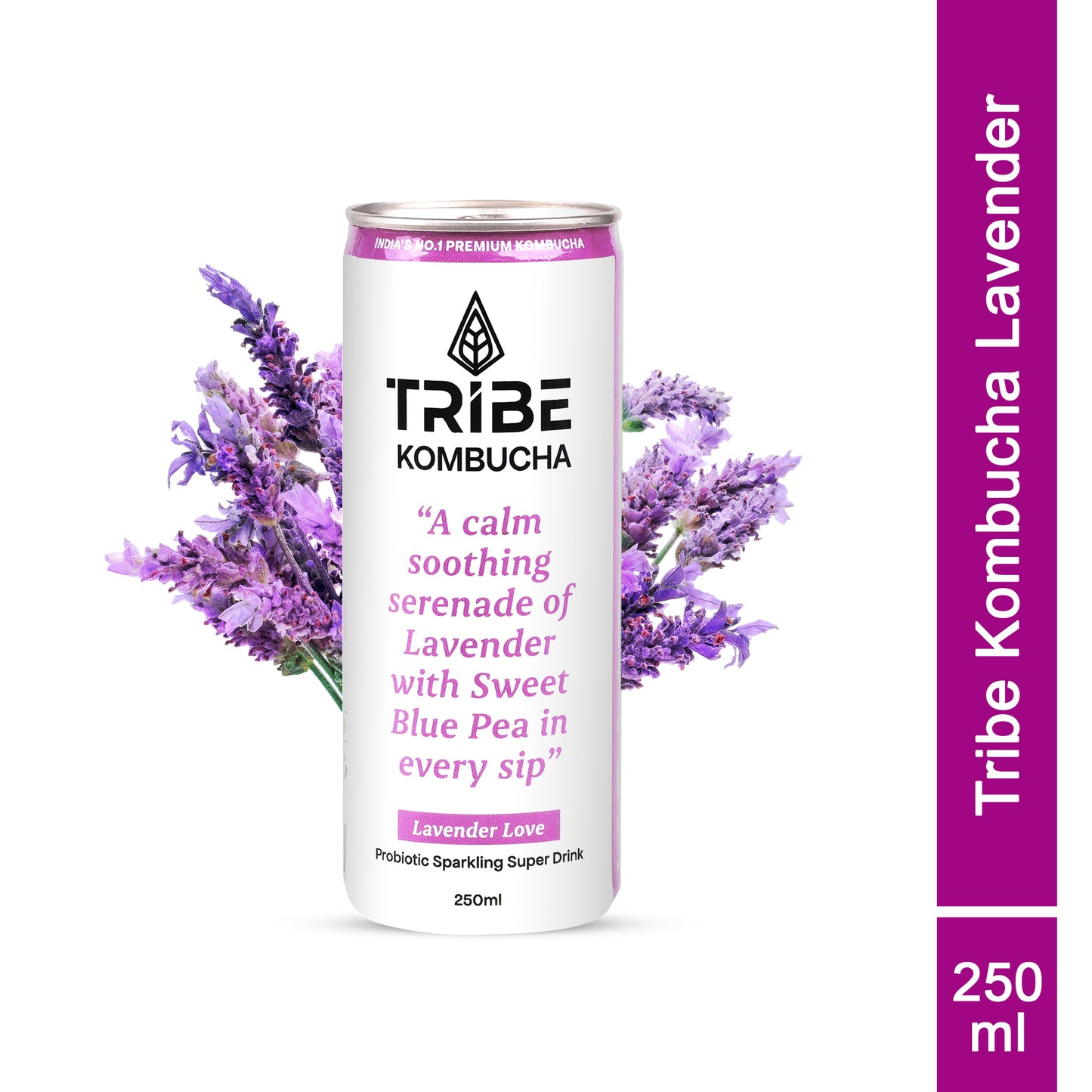 Tribe Kombucha Naturally Sparkling Lavender Probiotic Super Drink, 250ML