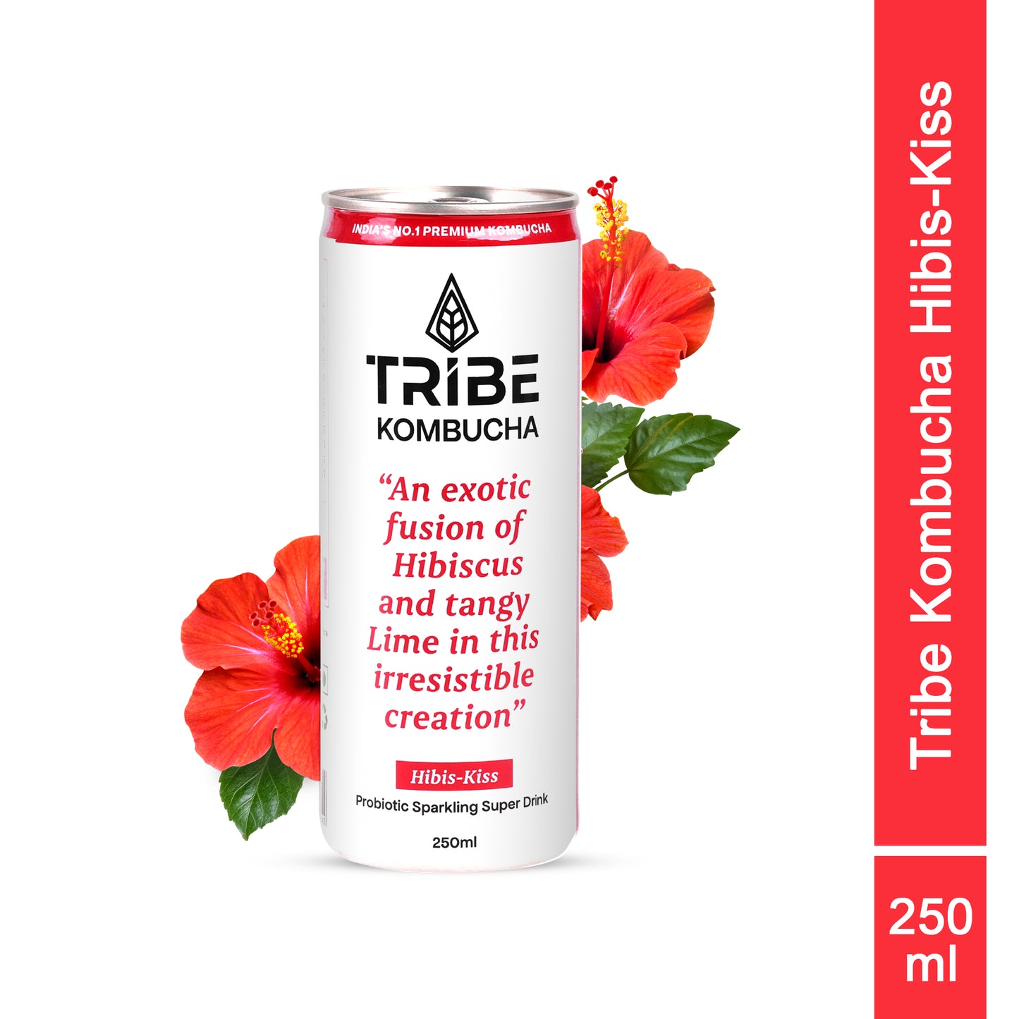 Tribe Kombucha Naturally Sparkling Hibiscus Probiotic Super Drink, 250ML