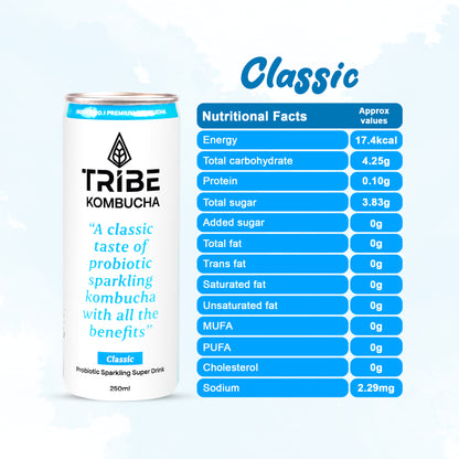 Tribe Kombucha Naturally Sparkling Herbal Classic Probiotic Super Drink, 250ML