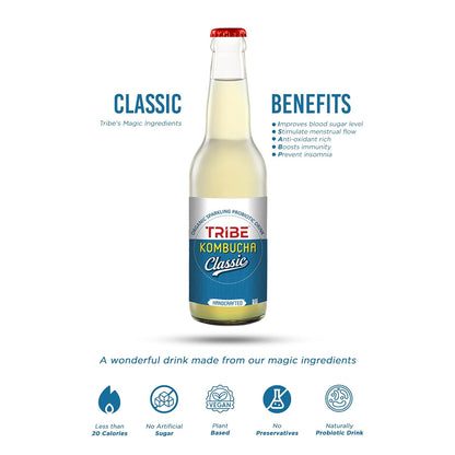 Tribe Kombucha Naturally Sparkling Herbal Classic Probiotic Super Drink, 330ML