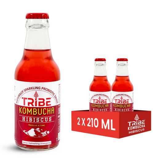 Tribe Kombucha Naturally Sparkling Herbal Hibiscus Probiotic Super Drink, Gluten free, 210ML