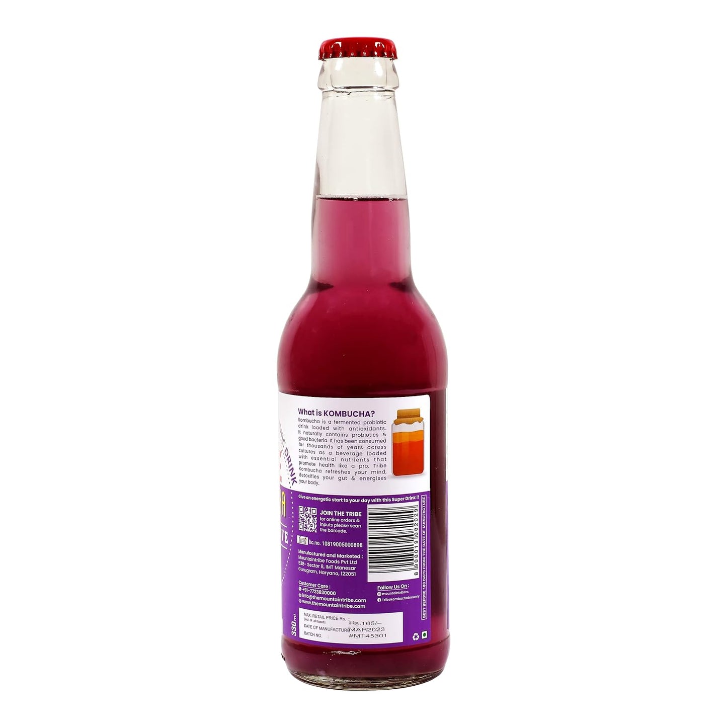 Tribe Kombucha Naturally Sparkling Herbal Unity, Lavender & Gingerade Probiotic Super Drink, 330ML