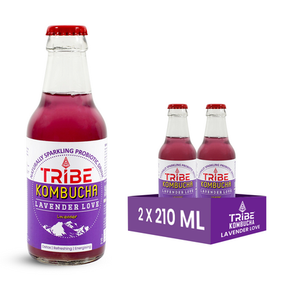 Tribe Kombucha Naturally Sparkling Herbal Lavender Love Probiotic Super Drink, Gluten free,  210ML