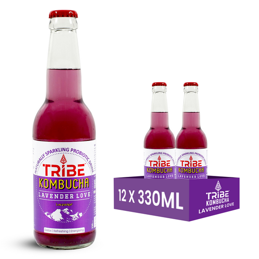 Tribe Kombucha Naturally Sparkling Herbal Lavender Love Probiotic Super Drink, Gluten free,  330ML