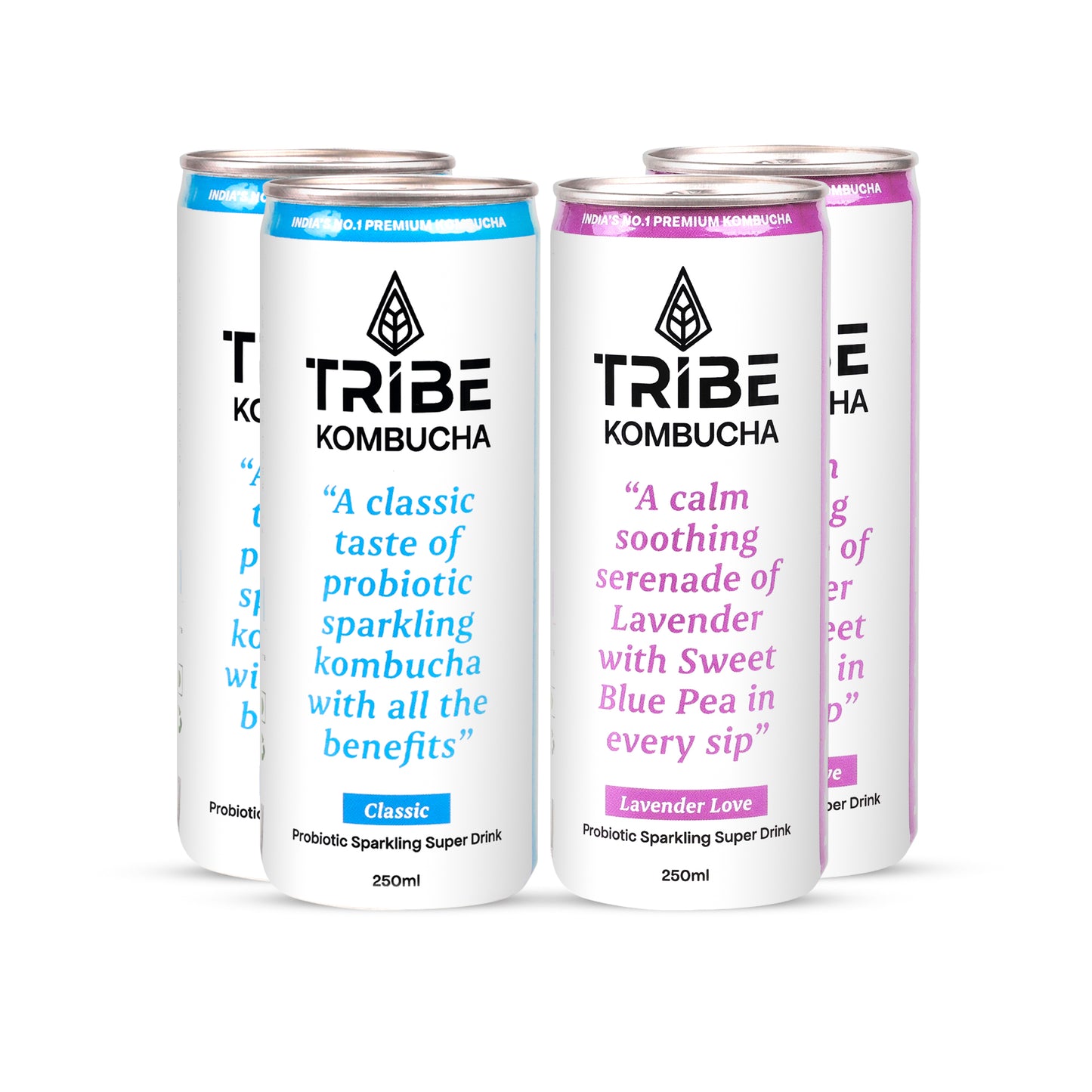 Tribe Kombucha Naturally Sparkling Herbal Classic & Lavender Probiotic Super Drink, 250ML