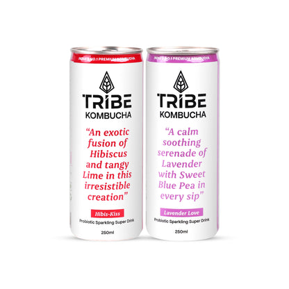 Tribe Kombucha Naturally Sparkling Hibiscus, Lavender Probiotic Super Drink, 250ML