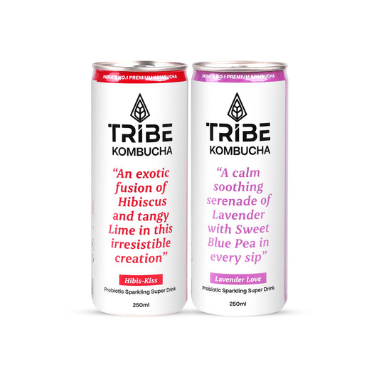 Tribe Kombucha Naturally Sparkling Hibiscus, Lavender Probiotic Super Drink, 250ML