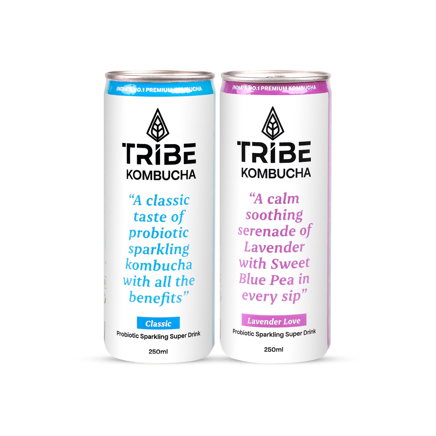 Tribe Kombucha Naturally Sparkling Herbal Classic & Lavender Probiotic Super Drink, 250ML