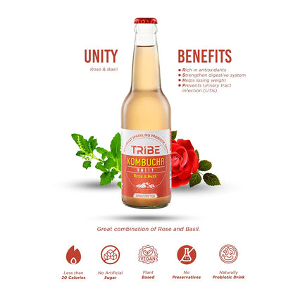 Tribe Kombucha Naturally Sparkling Herbal Gingerade & Unity Probiotic Super Drink, 330ML