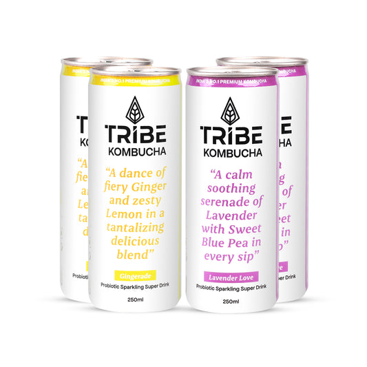 Tribe Kombucha Naturally Sparkling Gingerade, Lavender Probiotic Super Drink, 250ML